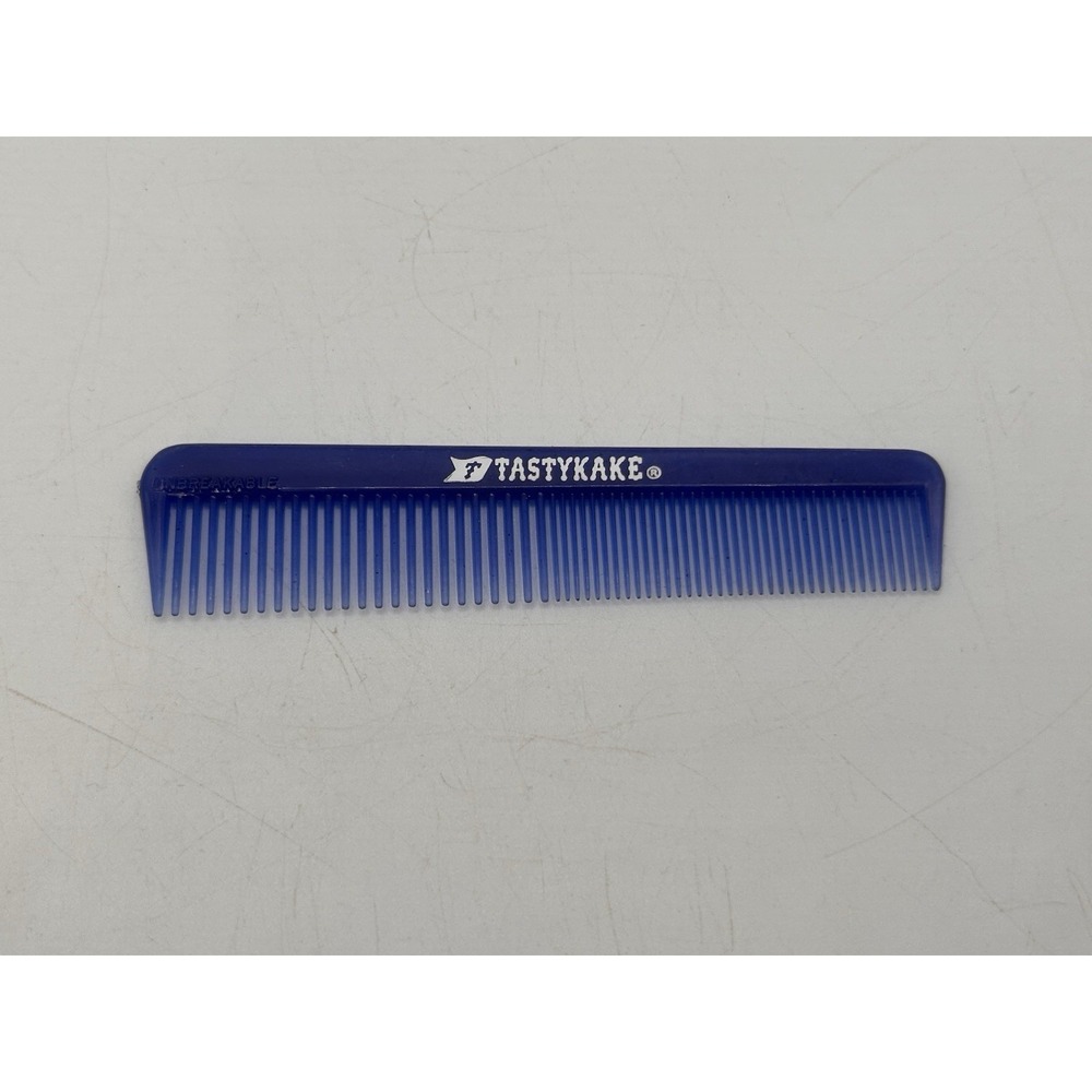 Vintage UNBREAKABLE Hair Comb Tastykake Advertising Comb Barber 5" Blue USA